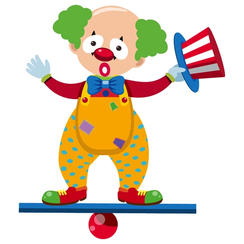Carnival Circus Theme Balancing Clown Joker Transparent Sticker